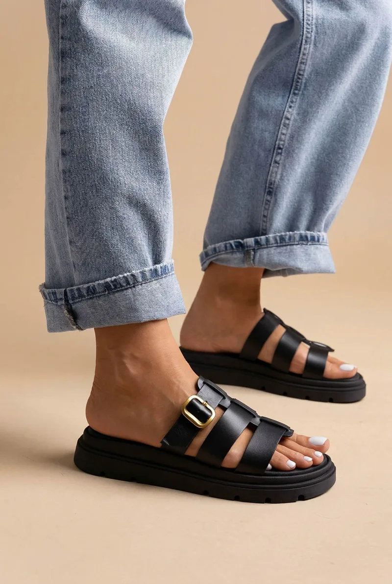 RAGAZZA Flatform Sandals - 01028 - Black Matte