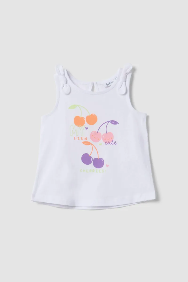 OVS βρεφική αμάνικη μπλούζα με print Regular Fit - 002682242 Λευκό