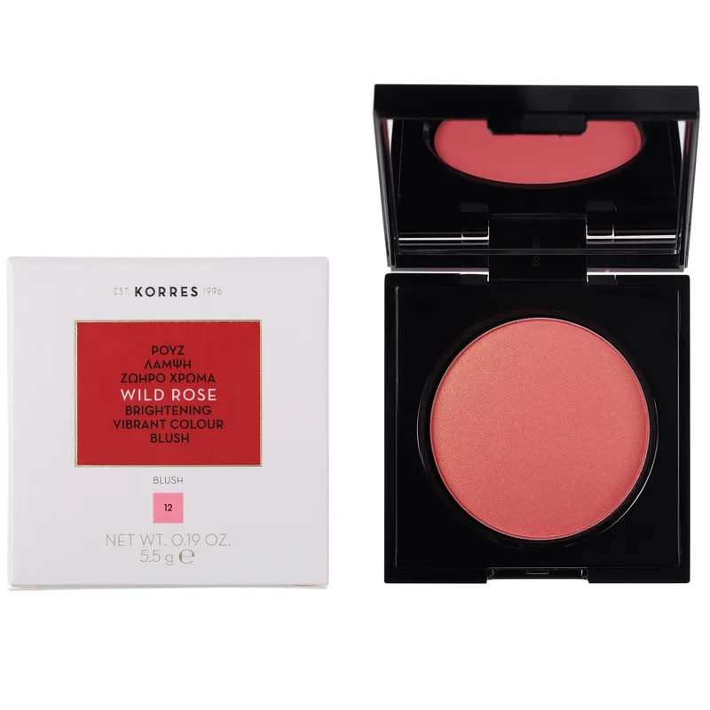 Korres Wild Rose Blush Άγριο Τριαντάφυλλο Ρουζ Μεταξένιας Υφής για Λάμψη & Ζωηρό Χρώμα 5.5g - 12 Golden Ροζ