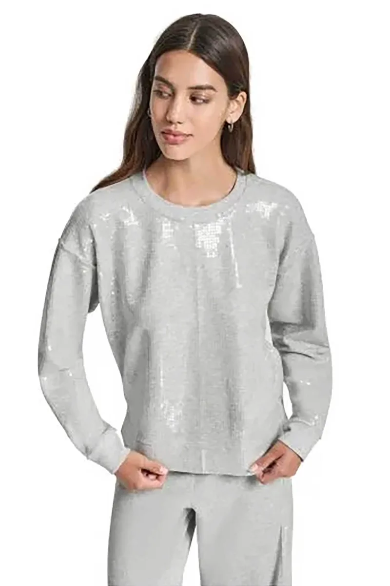 DKNY γυναικεία μπλούζα φούτερ με παγιέτες - DJ6T1655 Γκρι