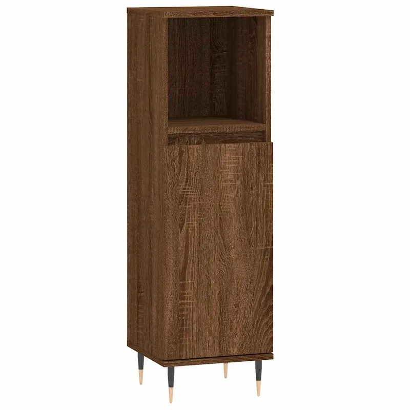 vidaXL Ντουλάπι Μπάνιου Καφέ Δρυς 30x30x100 εκ. Επεξεργασμένο Ξύλο