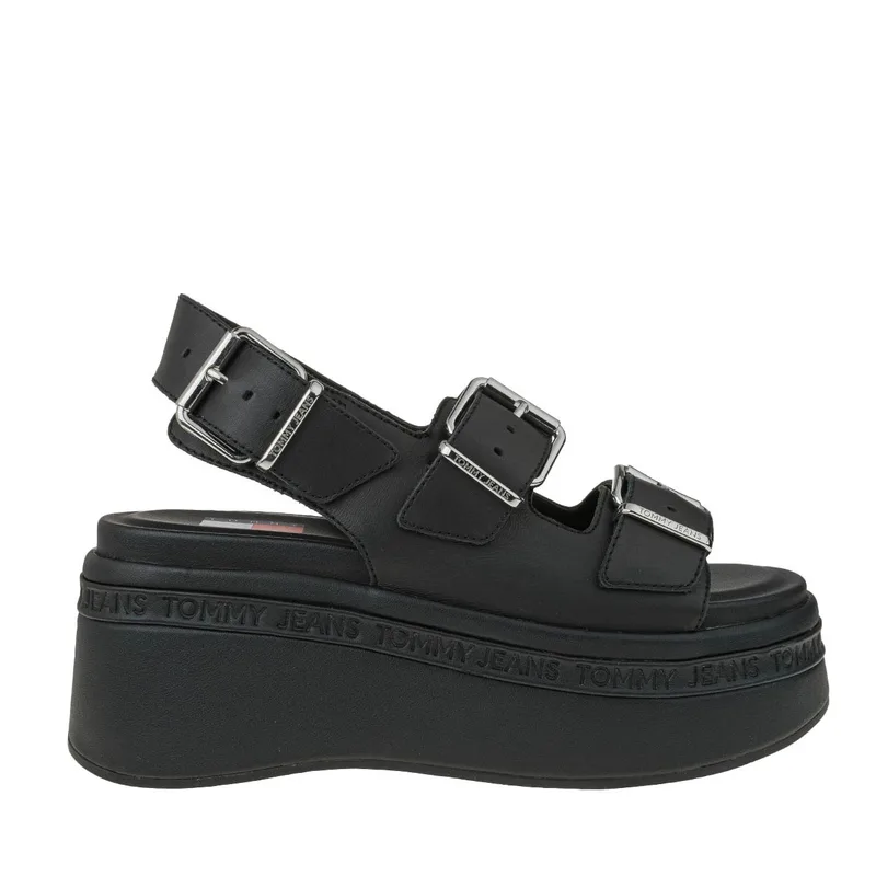 Γυναικεία Δερμάτινα Σανδάλια Μαύρα Tommy Jeans EN0EN02774-BDS