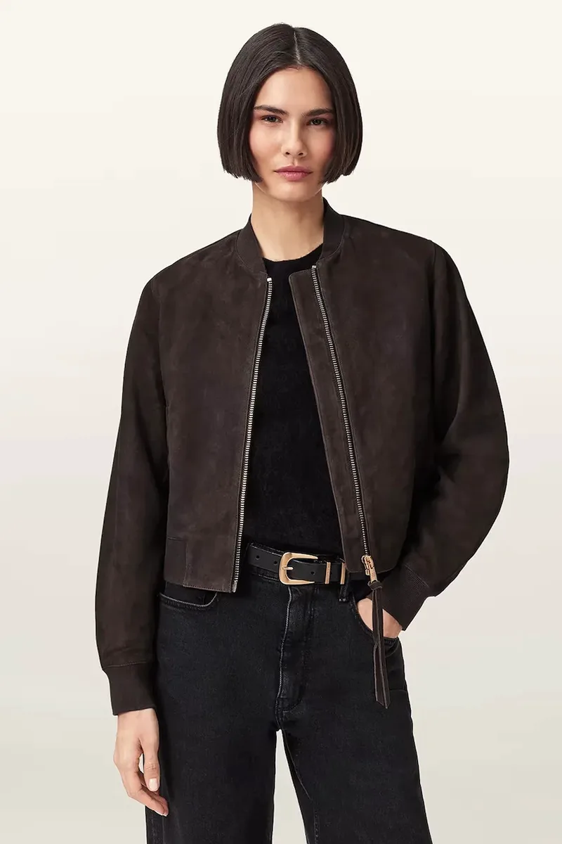 AllSaints γυναικεία bomber από δέρμα σουέτ ORTEN