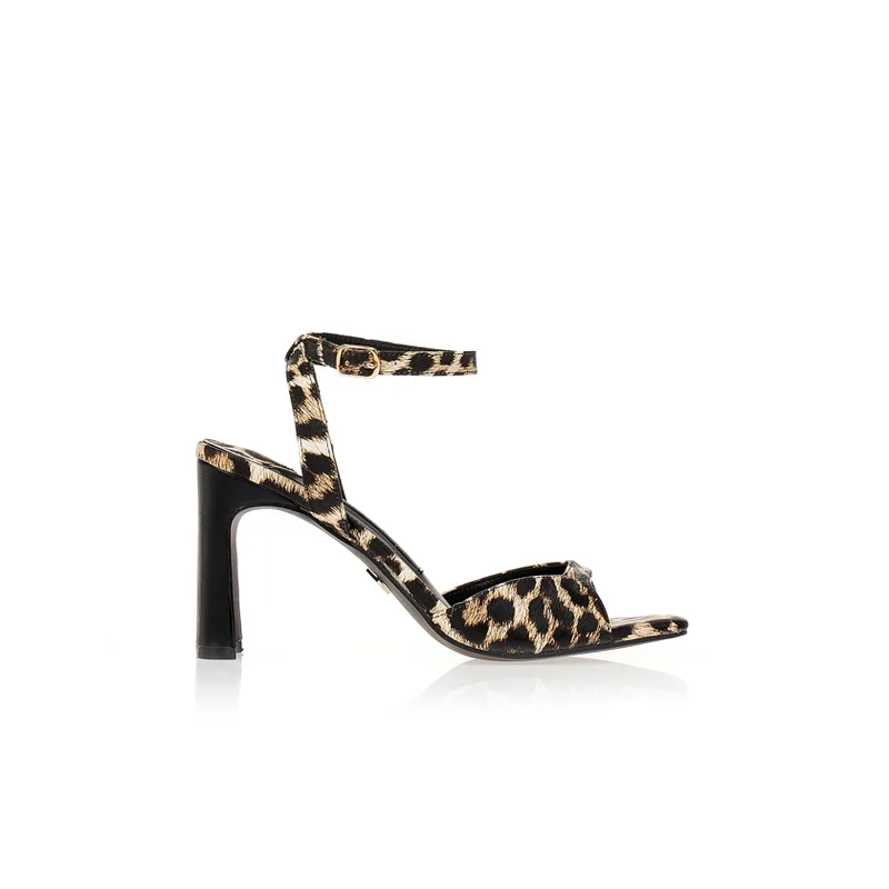 Πέδιλα TSOUKALAS animal print με χοντρό τακούνι ΛΕΟΠΑΡ