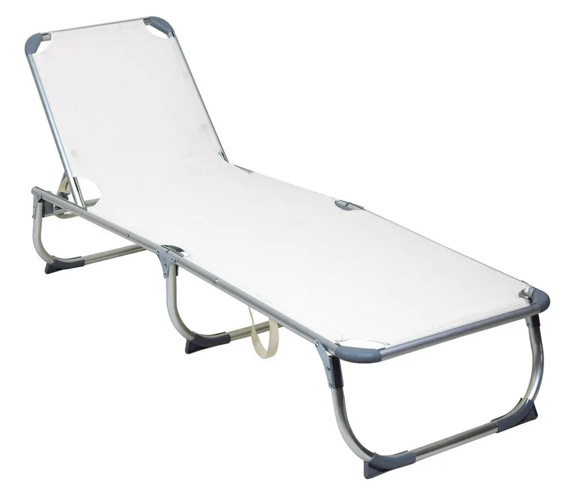 Λευκή Πτυσσόμενη Ξαπλώστρα Παραλίας 187 x 58 x 30(h)cm