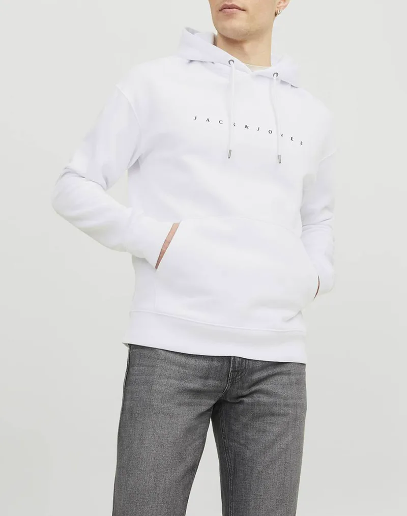 JACK&JONES JJESTAR JJ SWEAT HOOD NOOS 12233972-WHITE White