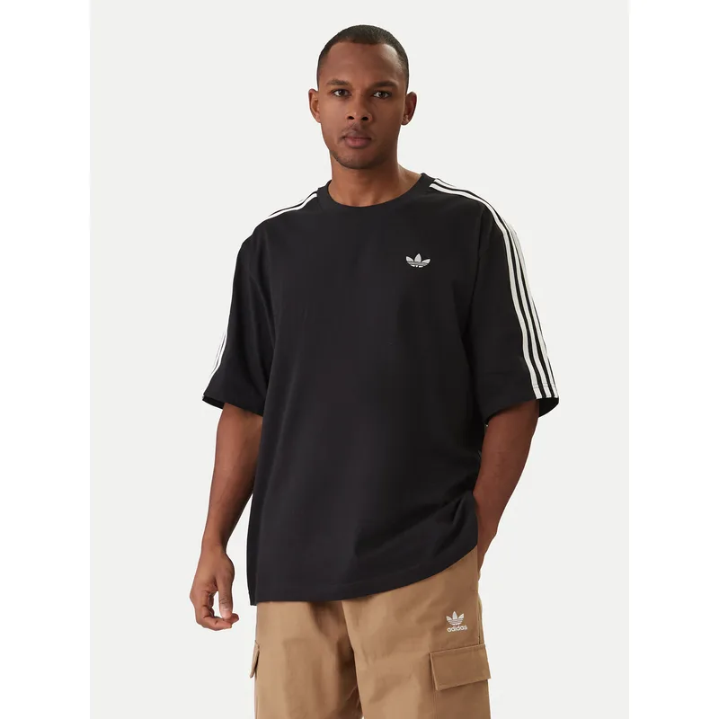 adidas T-Shirt adicolor 3-Stripes KD4095 Μαύρο Oversize