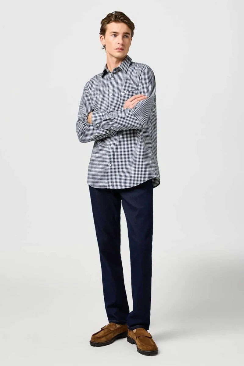 Wrangler® ανδρικό τζιν παντελόνι πεντάτσεπο Regular Fit "Greensboro" - 112362557 Denim Blue Σκούρο