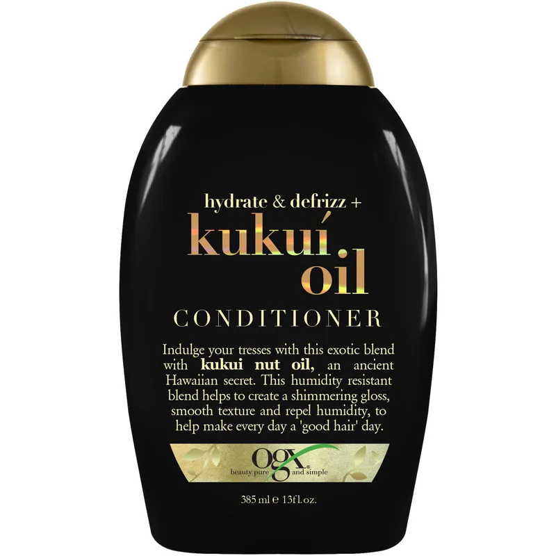 OGX Kukui Oil Conditioner Hydrate & Defrizz Μαλακτική Ενυδατική Κρέμα Μαλλιών Κατά του Φριζαρίσματος 385ml
