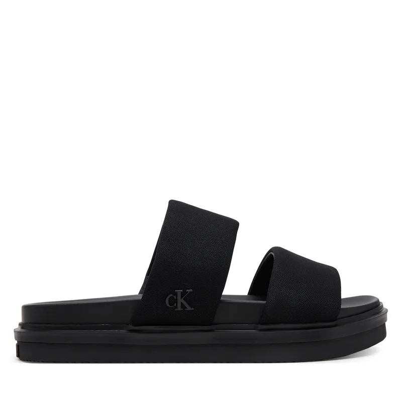 Παντόφλες Calvin Klein Jeans Flat Molded Dbl Bar Sandal Cv YM0YM01222 Μαύρο