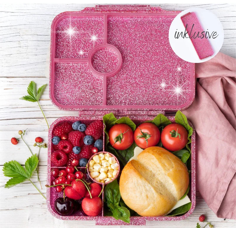Lekkabox Glamour Lunchbox 4 sections - Ροζ Glitter