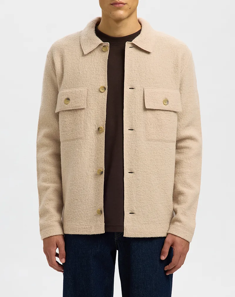 SELECTED SLHNEALY LS KNIT WORKWEAR CARDIGAN NOOS 16098580-Pure Cashmere Biege