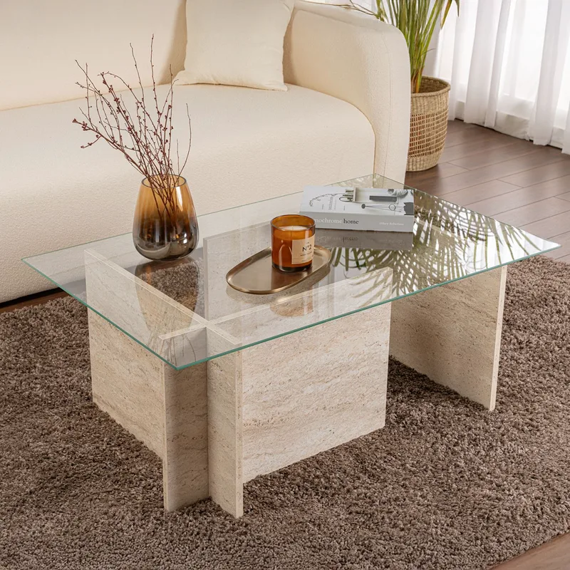 Τραπέζι Σαλονιού Vetrino - Travertine 353Nrd1102 (105x40x65)