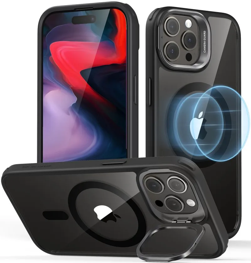 Θήκη Apple iPhone 15 Pro Max - ESR Classic Kickstand Hybrid HaloLock Διάφανη Ανθεκτική με MagSafe - Clear / Black (4894240176573)