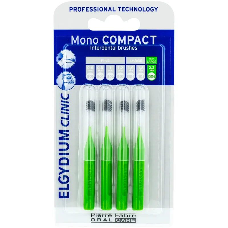 Elgydium Mono Compact Interdental Brushes Μεσοδόντια Βουρτσάκια Μεγάλου Μεγέθους για την Καταπολέμηση της Πλάκας 4 Τεμάχια - Large 2,2mm - ISO 6