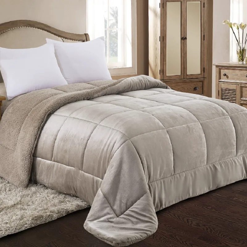Κουβερτοπάπλωμα Μονό με Sherpa Adam Home 805 Taupe 160x240