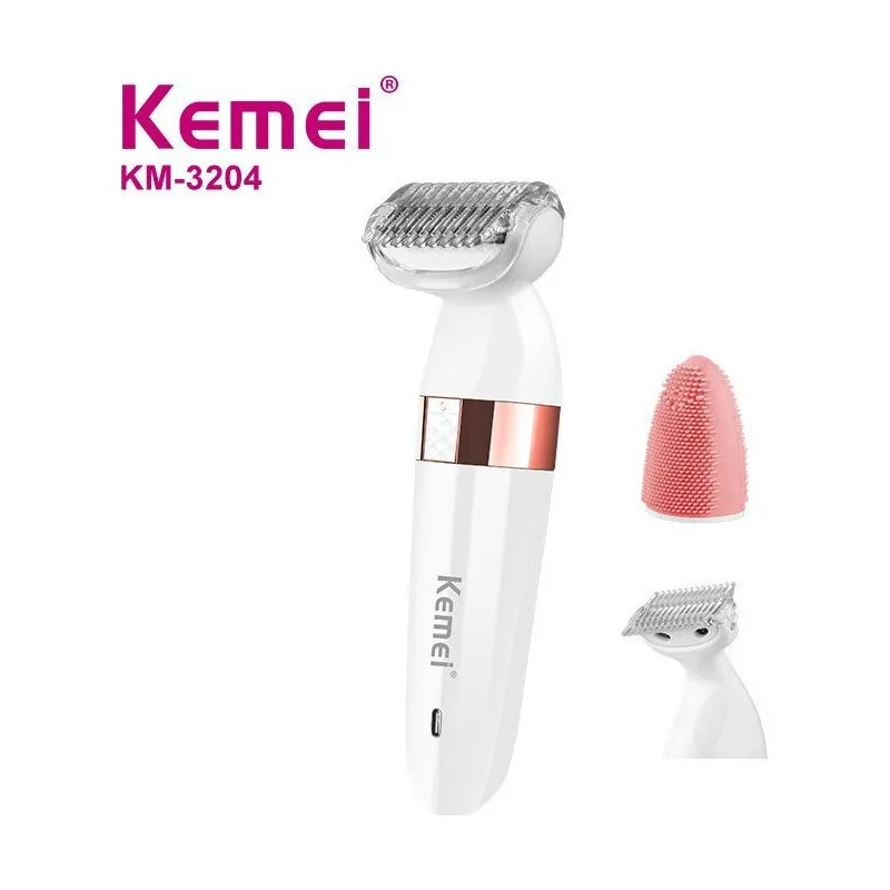 Σετ Αποτρίχωσης Epilator για Πρόσωπο και Σώμα 3 σε 1 Kemei KM-3204 Λευκό