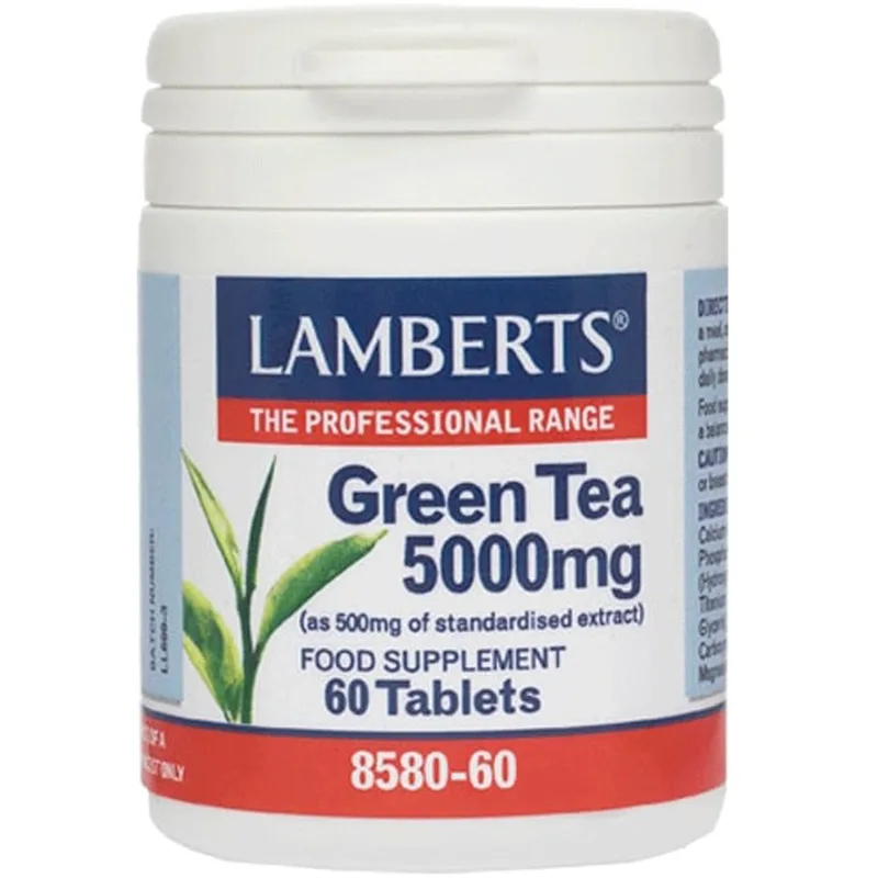 Lamberts Green Tea Συμπλήρωμα Διατροφής με Εκχύλισμα Πράσινου Τσαγιού για Αύξηση του Μεταβολικού Ρυθμού & Διατήρηση Βάρους με Αντιοξειδωτικές Ιδιότητες 5000mg, 60tabs