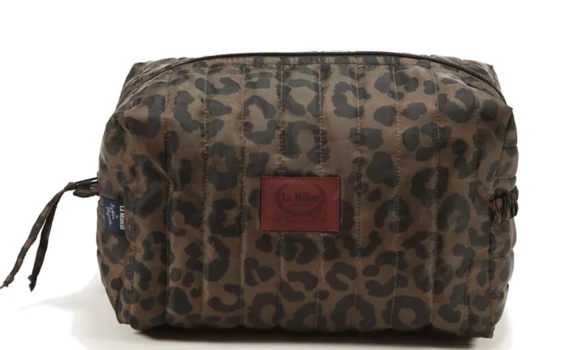 Mollet Nylon Quilted Cosmetic Bag – Leopard Choco