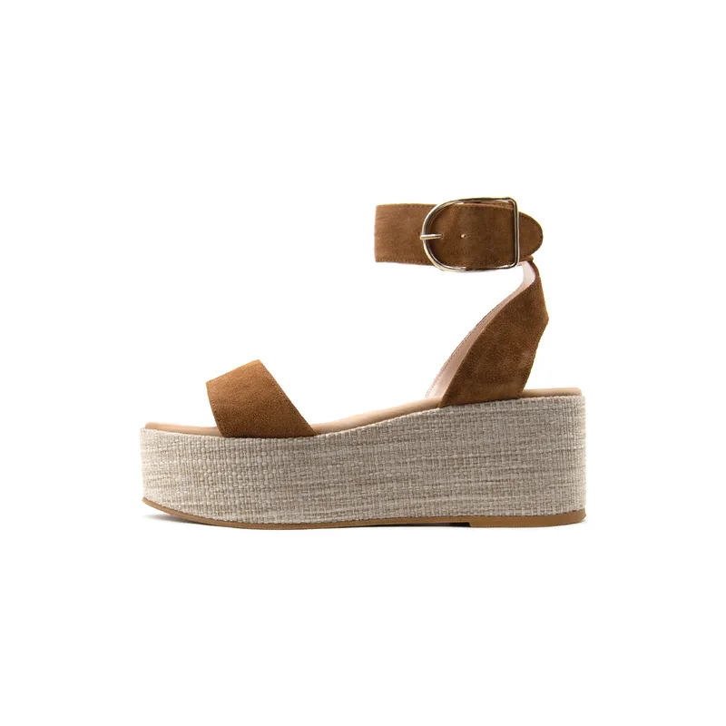 Σανδάλια με πλατφόρμα I Athens SUEDE LEATHER FLATFORM SANDALS WOMEN