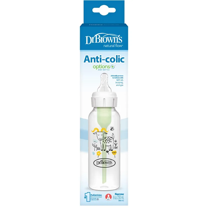 Dr. Brown’s Anti-colic Options+ Spit-up, Burping & Gas Κωδ SB81107 Πλαστικό Μπιμπερό Ειδικά Σχεδιασμένο για να Μειώνει τους Κολικούς & τις Παλινδρομήσεις που Προκαλεί το Τάισμα στα Βρέφη 250ml - Goat
