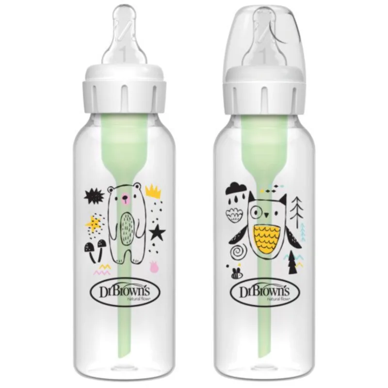 Dr. Brown’s Promo Anti-colic Options+ Spit-up, Burping & Gas 0m+ Κωδ SB82041, 500ml (2x250ml) - Bear/Owl,Πλαστικό Μπιμπερό Ειδικά Σχεδιασμένο για να Μειώνει τους Κολικούς & τις Παλινδρομήσεις που Προκαλεί το Τάισμα στα Βρέφη