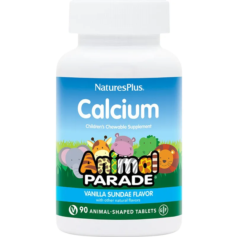 Natures Plus Animal Parade Calcium Συμπλήρωμα Διατροφής Ασβεστίου & Μαγνησίου για την Καλή Υγεία των Οστών & Δοντιών με Γεύση Milk Shake Βανίλια 90 Chew.tabs