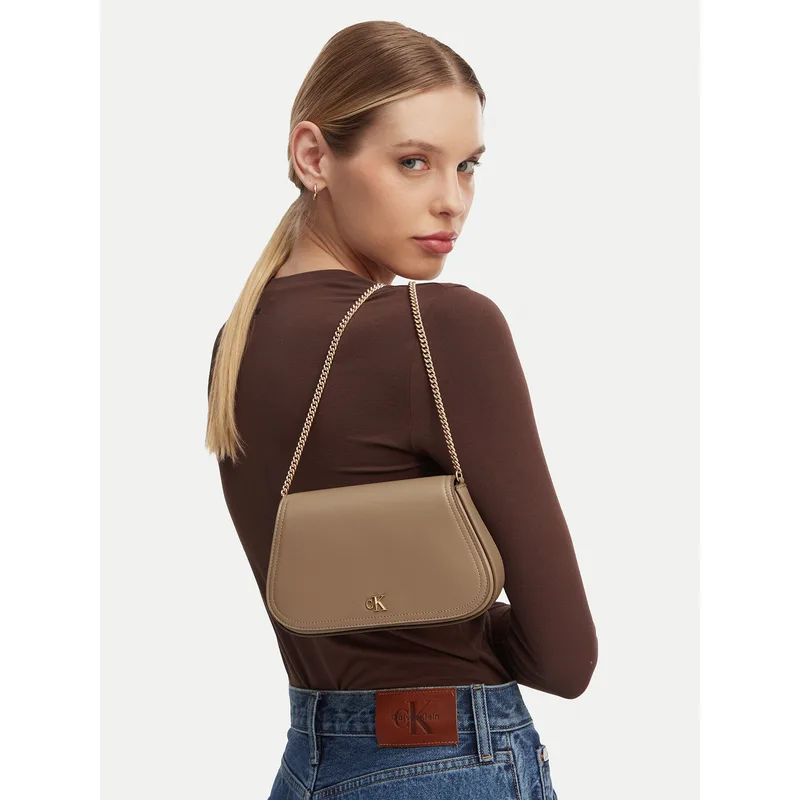 Τσάντα Calvin Klein Ck Curved Wallet On Chain LV04F1153G Μπεζ