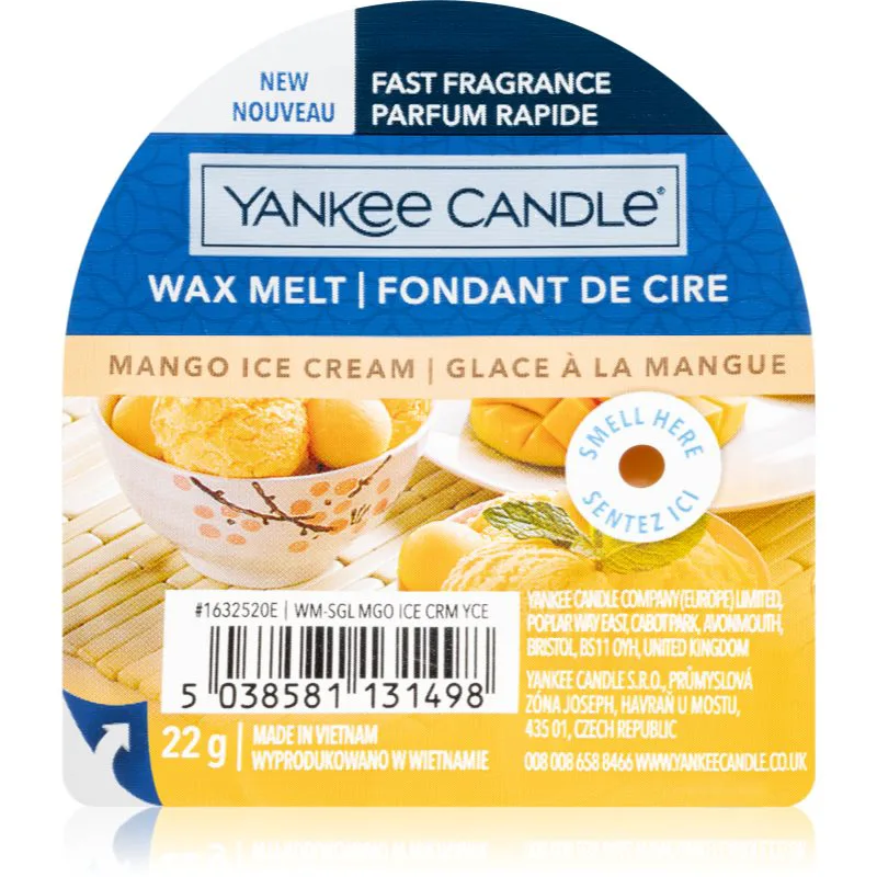 Yankee Candle Mango Ice Cream κερί για αρωματική λάμπα 22 γρ