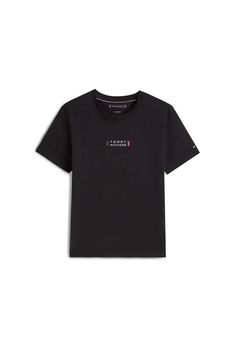 Tommy Hilfiger ανδρικό T-shirt με logo print Regular Fit - MW0MW41453 Μαύρο