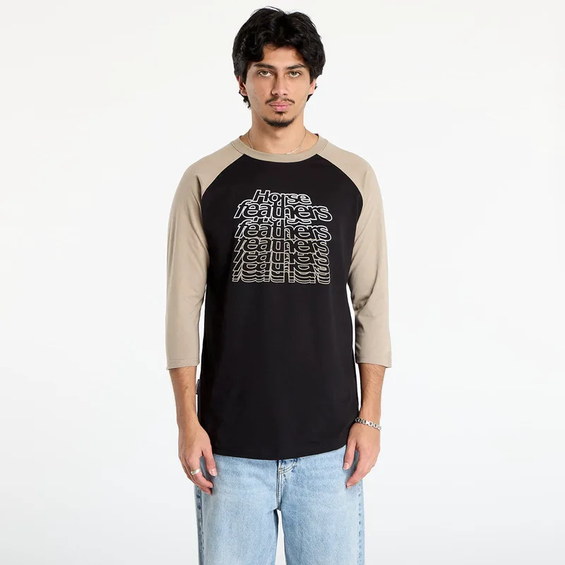 T-shirt Horsefeathers Rollin Raglan T-Shirt Black/ Taupe S