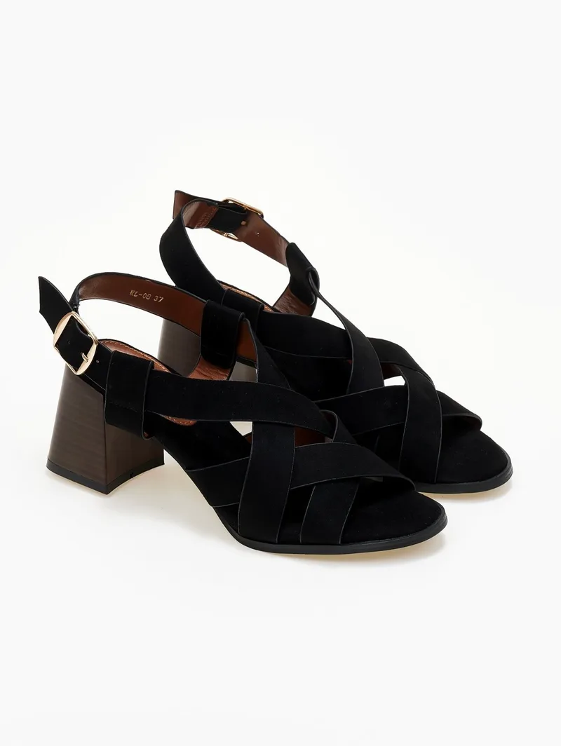 ERYNN Suede Sandals Crossover Bands - RL-08 - Black