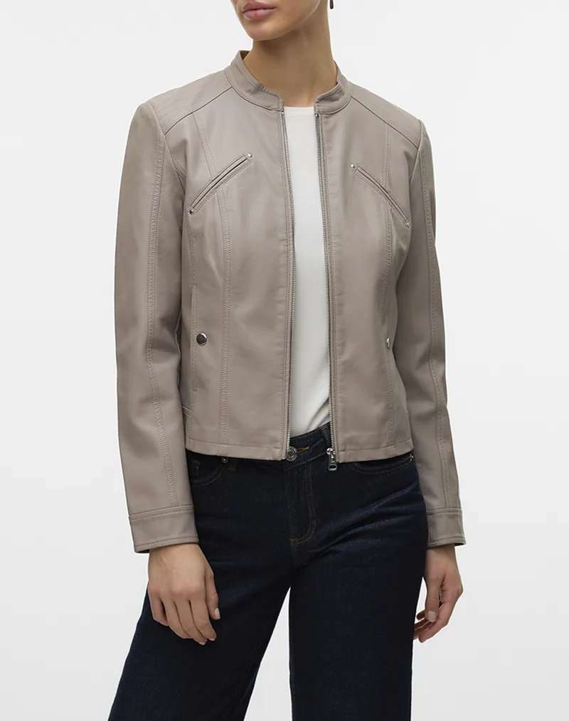 VERO MODA VMFAVODONA SHORT COATED JACKET NOOS 10288555-Moon Rock Gray