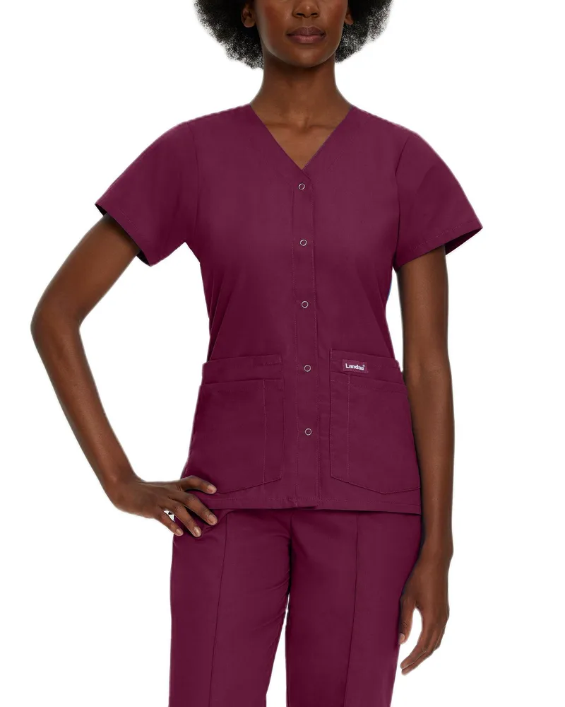 Μπλούζα Γυναικεία Yγειονομικών LANDAU Essentials 4-Pocket V-Neck Wine