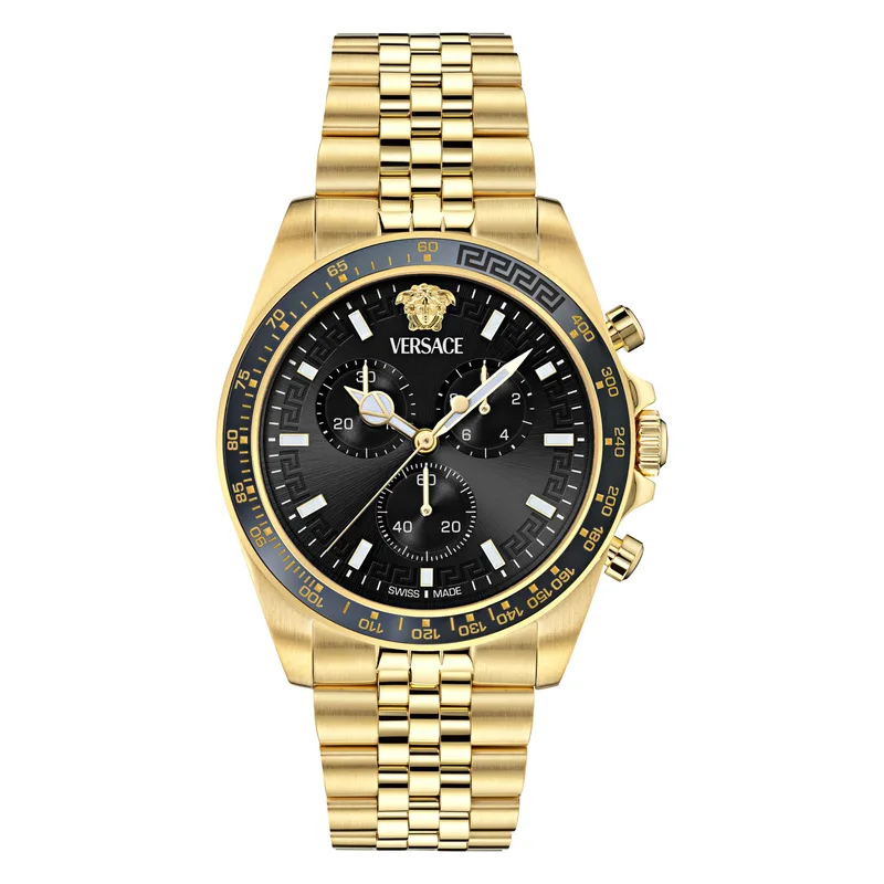 VERSACE GRECA CHRONO WAVE Χρυσό Stainless Steel Bracelet VE0H00525