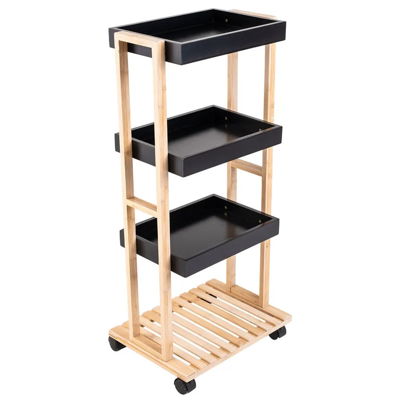 Estia Τρόλεϊ Αποθήκευσης Bamboo Essentials 4 Επιπέδων 40X30X88Cm Μαύρο