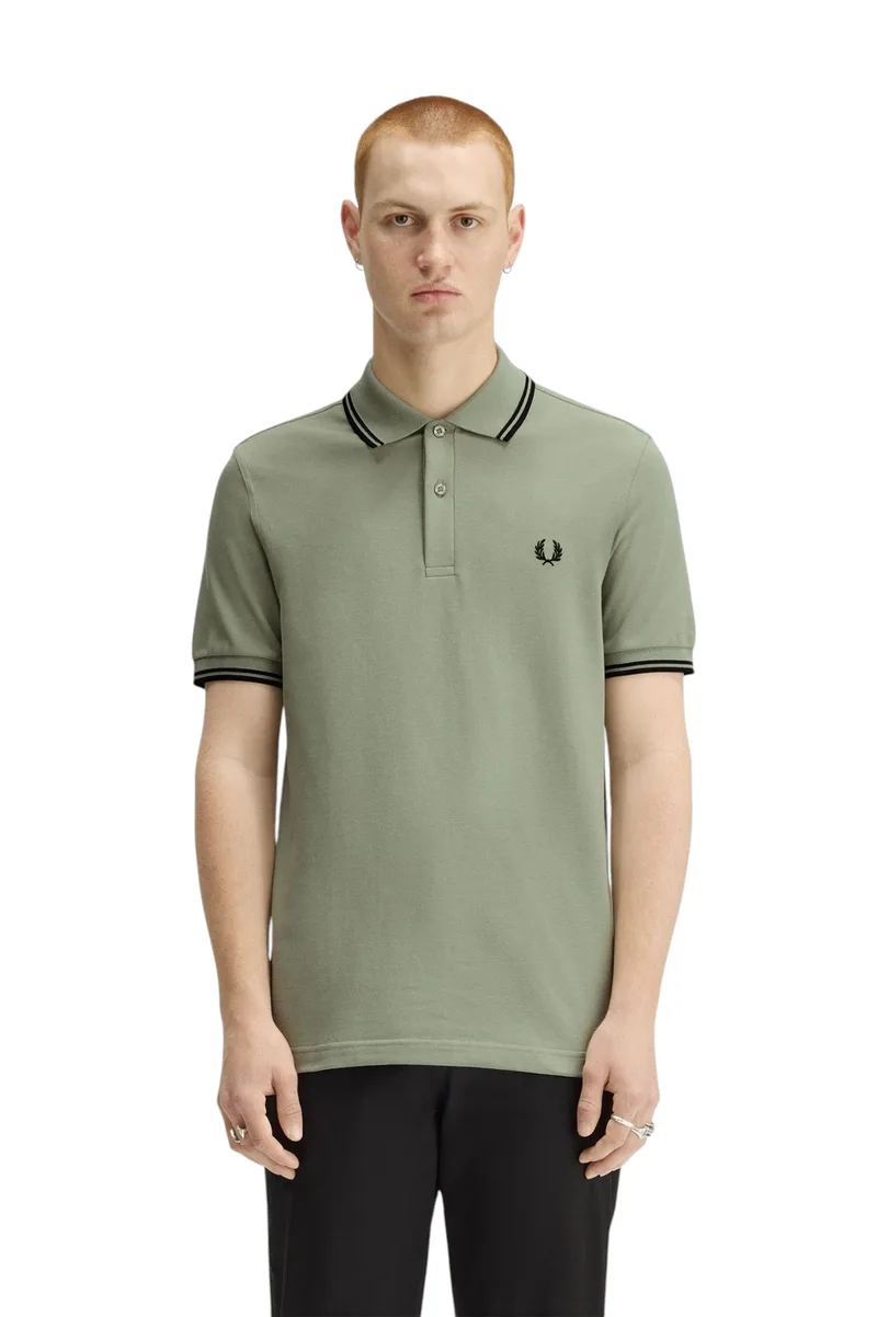 Fred Perry Ανδρική Μπλούζα Twin Tipped Polo M3600-S23 Χακί