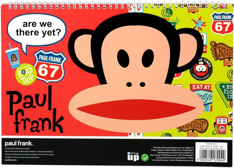 Paul Frank Road Trip Μπλοκ Ζωγραφικής Α4 30 Φύλλων (376-01417)
