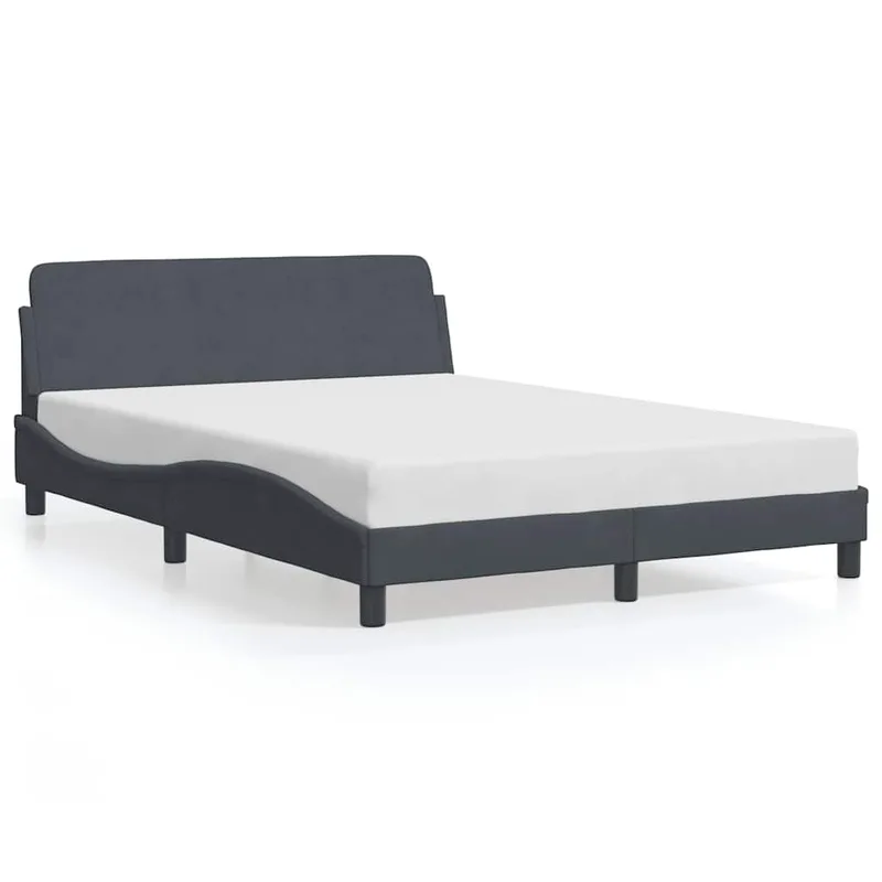 vidaXL Πλαίσιο Κρεβατιού Dover Σκούρο Γκρι 135x190 εκ. Βελούδο
