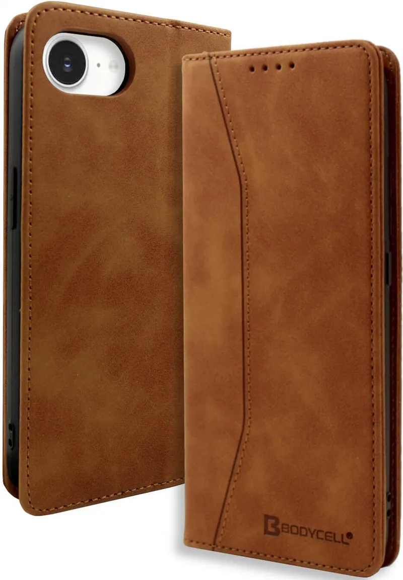 Θήκη iPhone 17e / 16e Bodycell Book Case Πορτοφόλι - Brown (5206015079863)