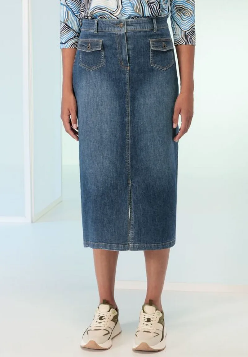 Γυναικεία Φούστα Τζιν Slim Fit Βαμβακερή Stretch Μπλε