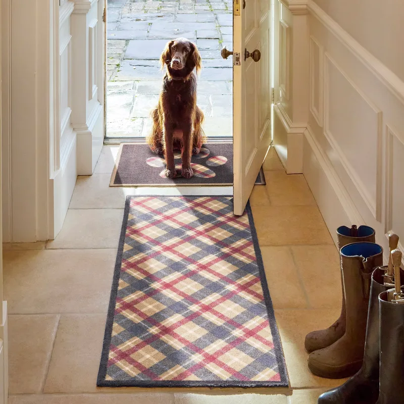 Tartan Paw Navy Washable Runner