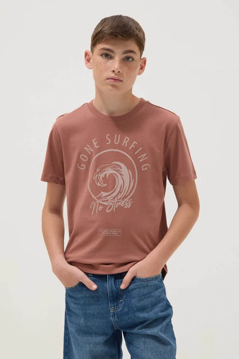 OVS παιδικό T-shirt με print Regular Fit - 002682473 Καφέ