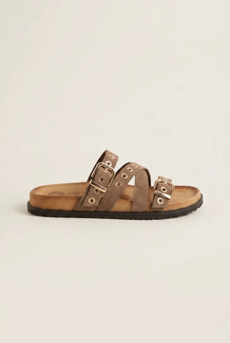 ATENEO Sandals Studded Strappy - 61311 - Taupe Suede