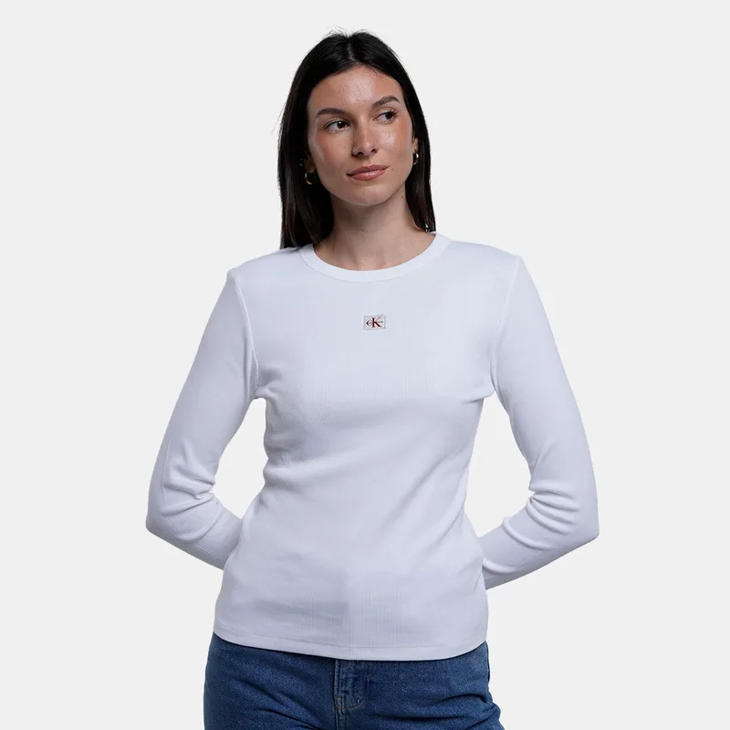Calvin Klein Woven Label 2X2 Γυναικεία Μπλούζα με Μακρύ Μανίκι (9000263568_48858)