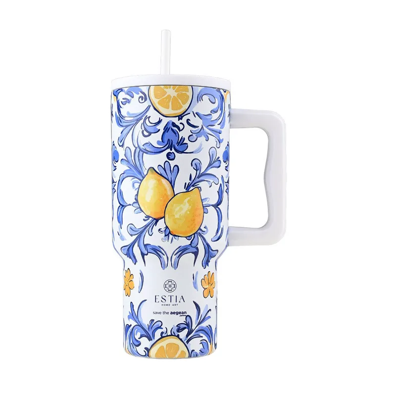Estia Θερμός Straw Tumbler Xl Save The Aegean 900Ml Amalfi Coast