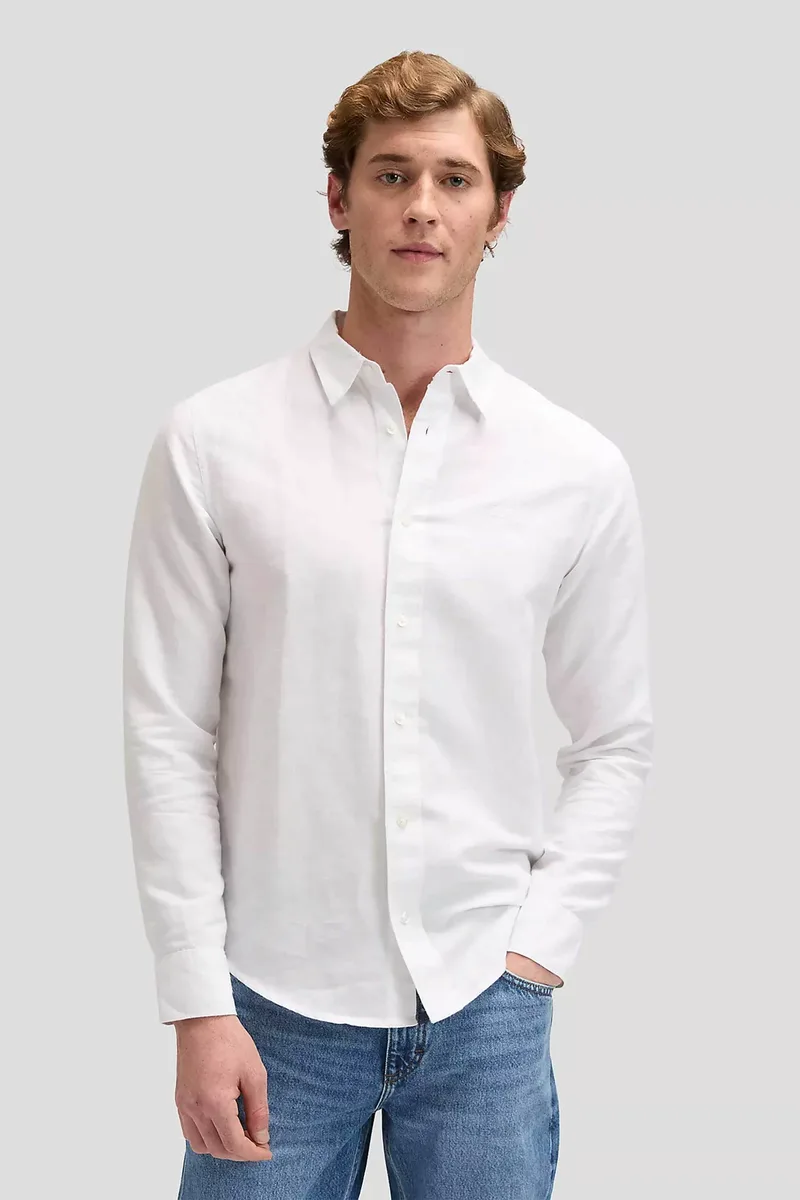Lee® ανδρικό πουκάμισο με logo print μονόχρωμο Regular Fit - 112376559 Λευκό