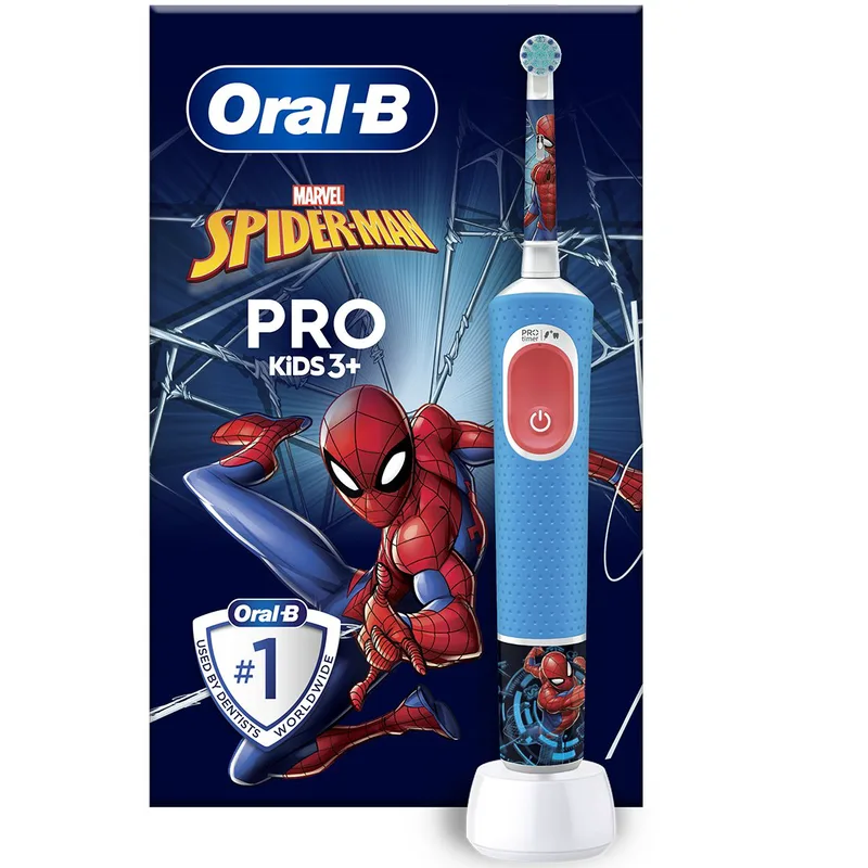 Oral-B Pro Kids3+ Years Electric Toothbrush Spider-Man Ηλεκτρική Οδοντόβουρτσα για Παιδιά από 3 Ετών, Περιλαμβάνονται & 4 Αυτοκόλλητα Λαβής 1 Τεμάχιο