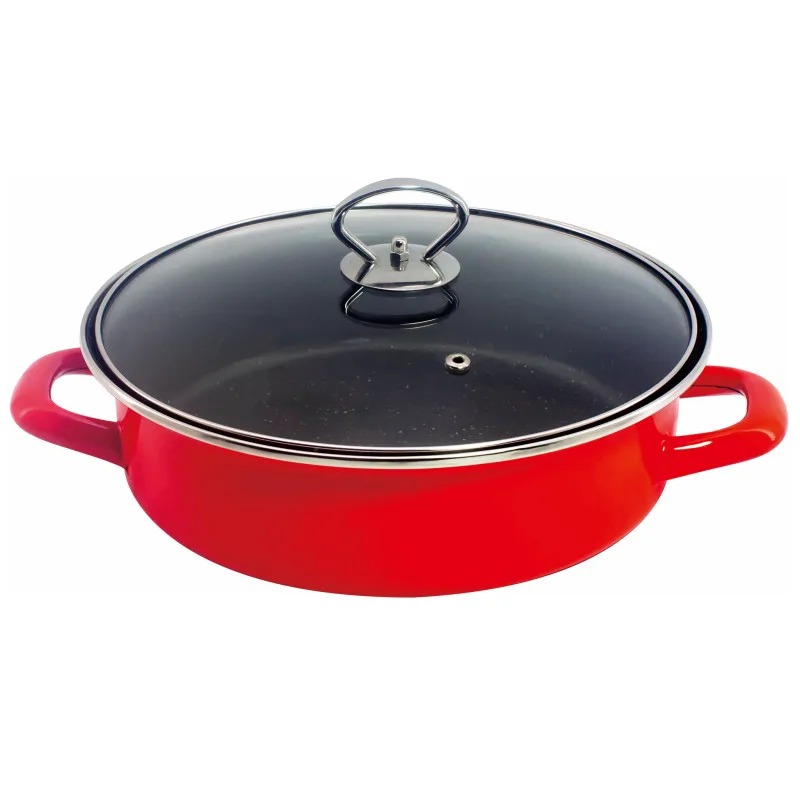 Κατσαρόλα-ταψή με καπάκι 2σε1 Rosberg R51222A32CT, 32 cm, Μαρμάρινη Επίστρωση, Καπάκι , Επαγωγή, Κατάλληλη για φούρνο, Κόκκινο