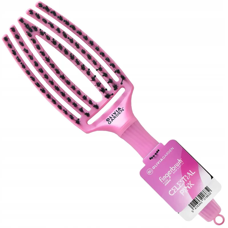 Olivia Garden Fingerbrush Care Iconic Boar & Nylon Hairbrush - Celestial Ροζ